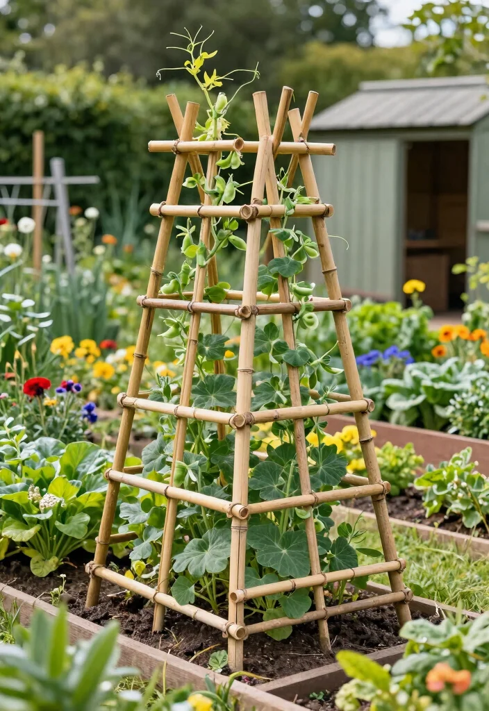 12 Outdoor Trellis Ideas for Vertical Garden Style and Support - 4. DIY Bamboo Trellis 1