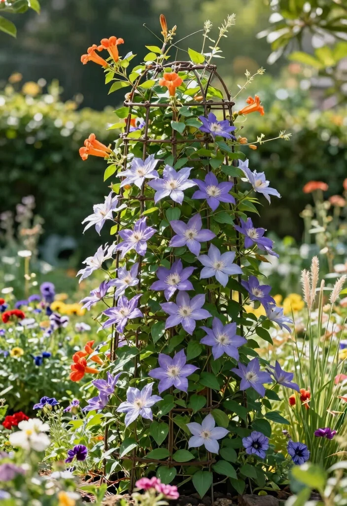 12 Outdoor Trellis Ideas for Vertical Garden Style and Support - 9. Rustic Wire Trellis 1