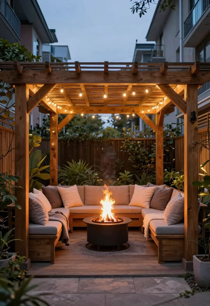 12 Pergola Ideas to Add Shade and Style to Your Yard - 11. Pergola with a Fire Pit 1
