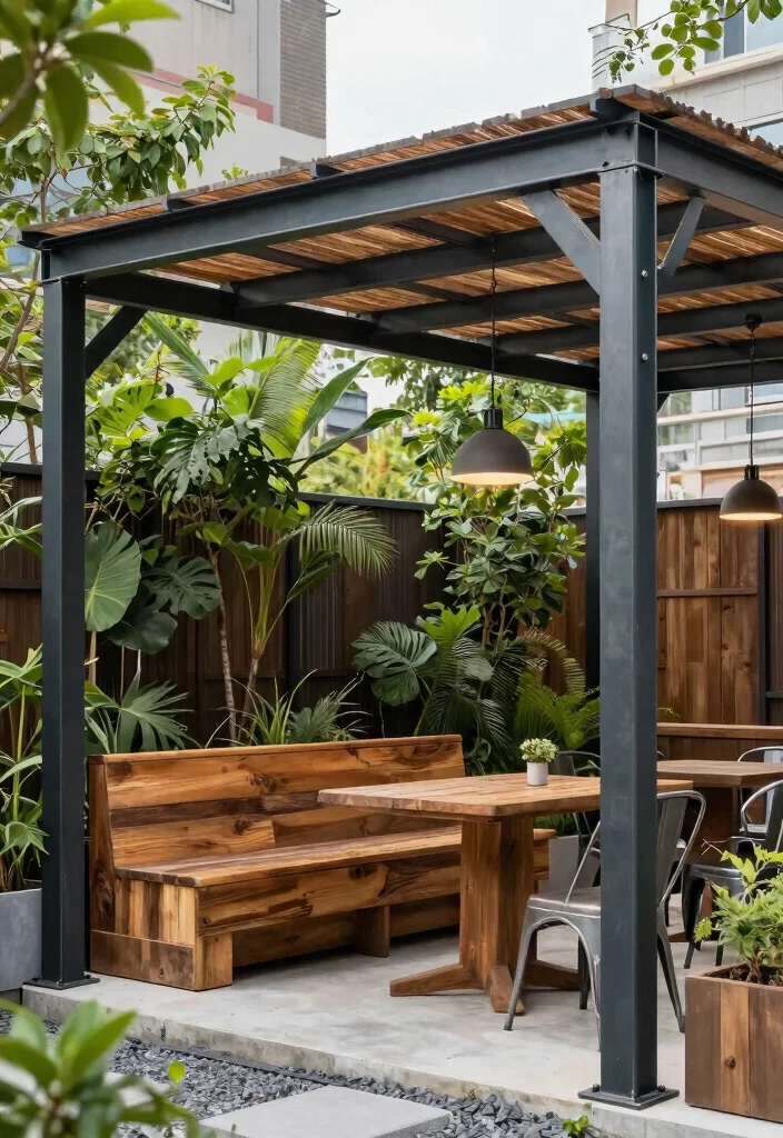 12 Pergola Ideas to Add Shade and Style to Your Yard - 12. Industrial-Style Pergola 1