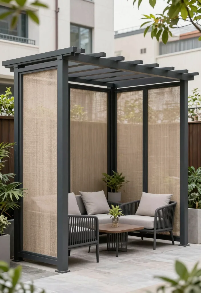 12 Pergola Ideas to Add Shade and Style to Your Yard - 9. Contemporary Pergola with Privacy Screens 1