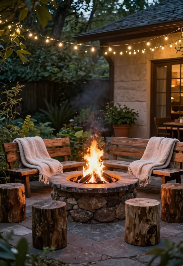 12 Rustic Outdoor Patio Ideas for Warm and Natural Style - 3. Cozy Fire Pit 1