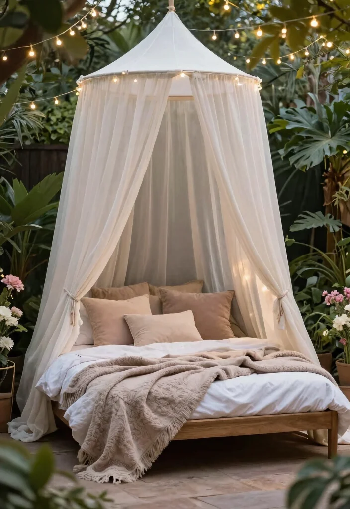 12 Shady Backyard Ideas to Stay Cool and Comfortable Outdoors - 4. Incorporate a Canopy Bed for Ultimate Relaxation 1