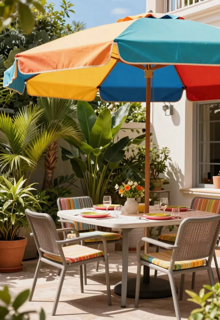 12 Shady Backyard Ideas to Stay Cool and Comfortable Outdoors - 8. Use Large Umbrellas for Flexibility 1