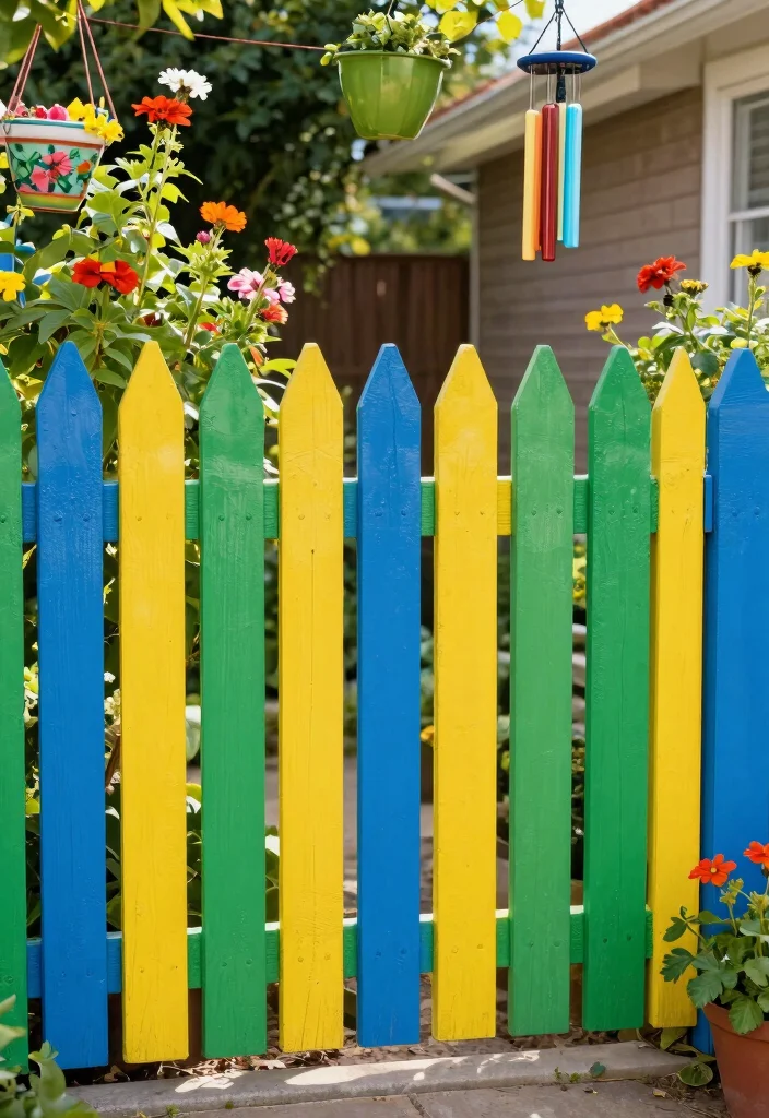 14 Cheap Backyard Ideas That Look Great Without a Big Budget - 12. Colorful Fence Painting 1