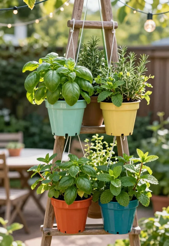 14 Cheap Backyard Ideas That Look Great Without a Big Budget - 3. Hanging Herb Garden 1