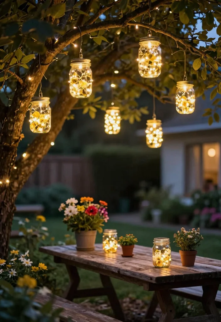 14 Cheap Backyard Ideas That Look Great Without a Big Budget - 9. Garden Lighting with Mason Jars 1