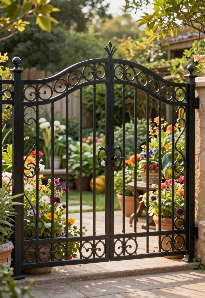 14 Garden Fence Ideas for Style, Security, and Plant Support - 5. Decorative Wrought Iron Fences 1
