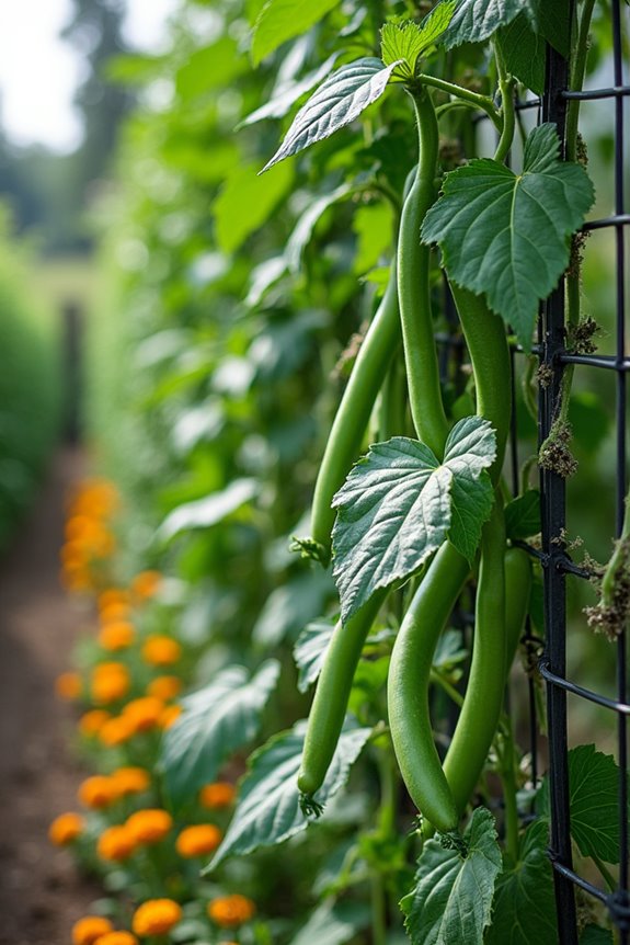 beans need proper trellis spacing for airflow and companions