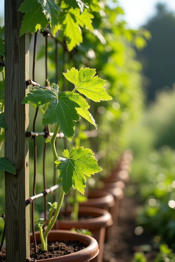 cucumbers spaced twine training