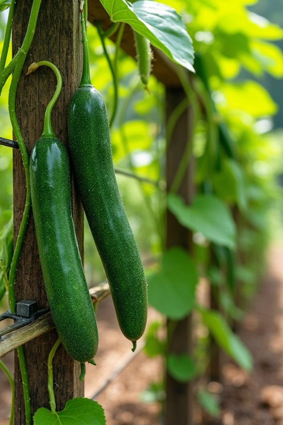 cucumbers varied trellis spacing
