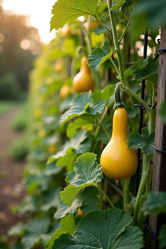 direct sow squash train vines upward