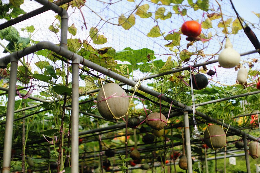 growing cantaloupe on a trellis