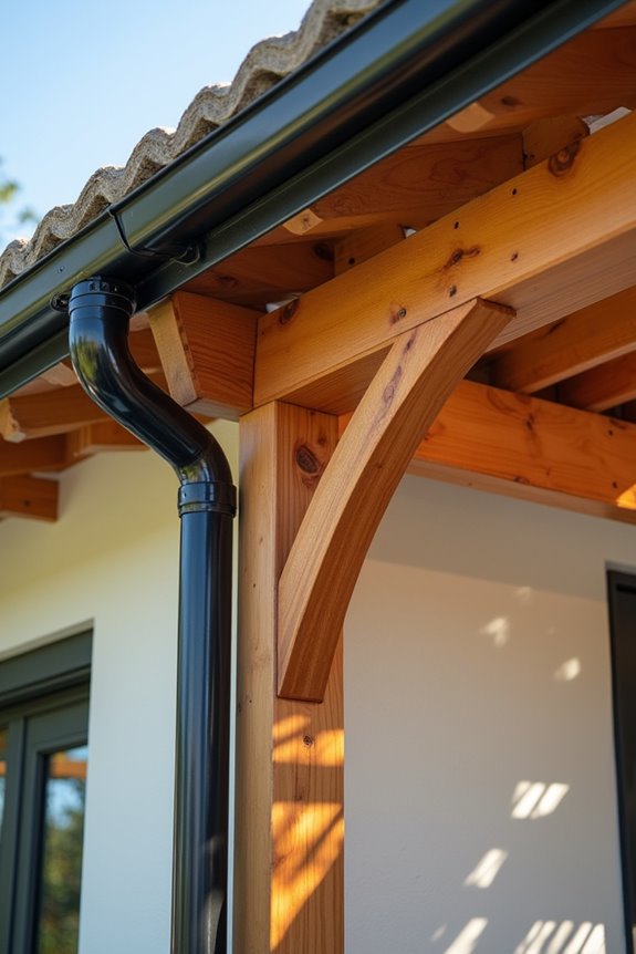 gutters downspouts pergola interference