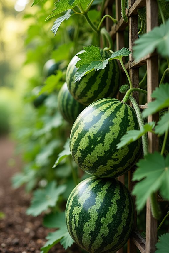 plant and train trellis watermelons