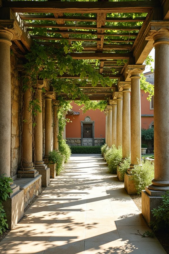 roman pergula projecting shaded framework
