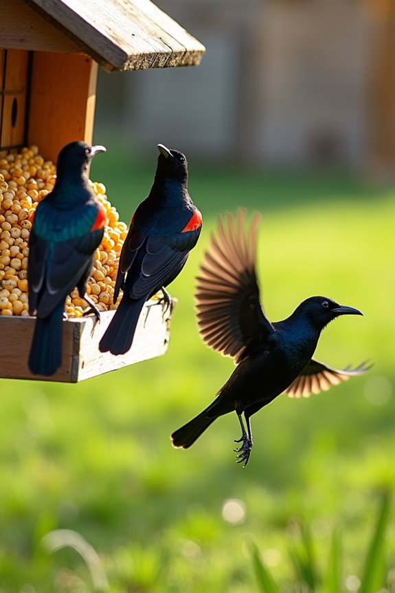 springtime corn feeder competition dynamics