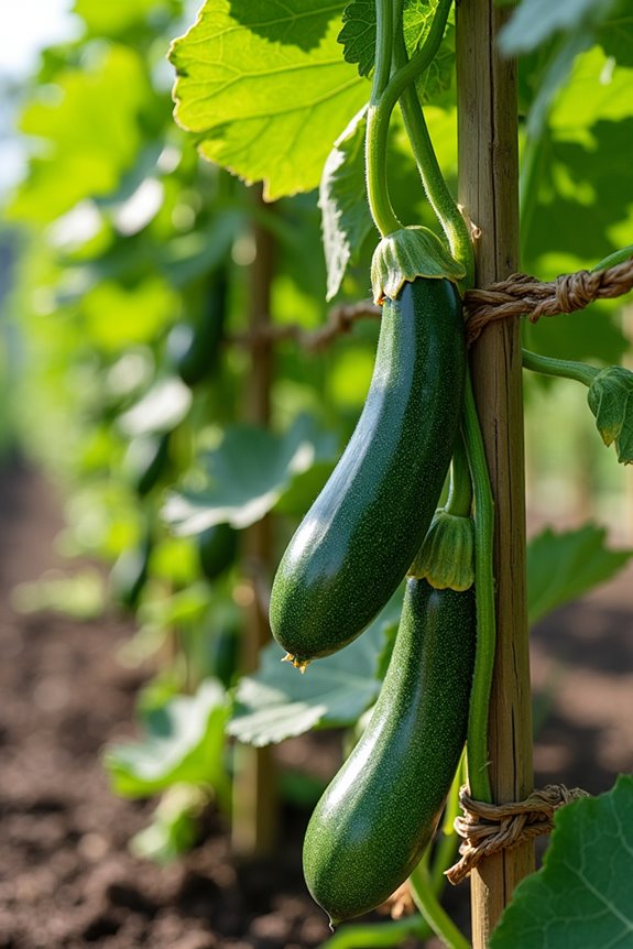 treillised zucchini tie prune support