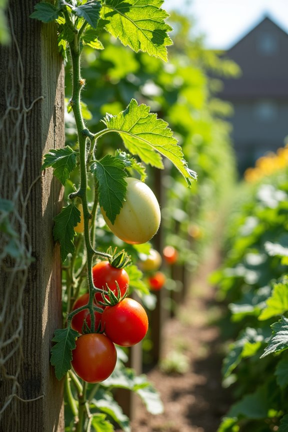trellised tomatoes squash requires support