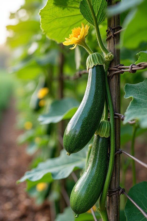 trellised zucchini fights pests disease