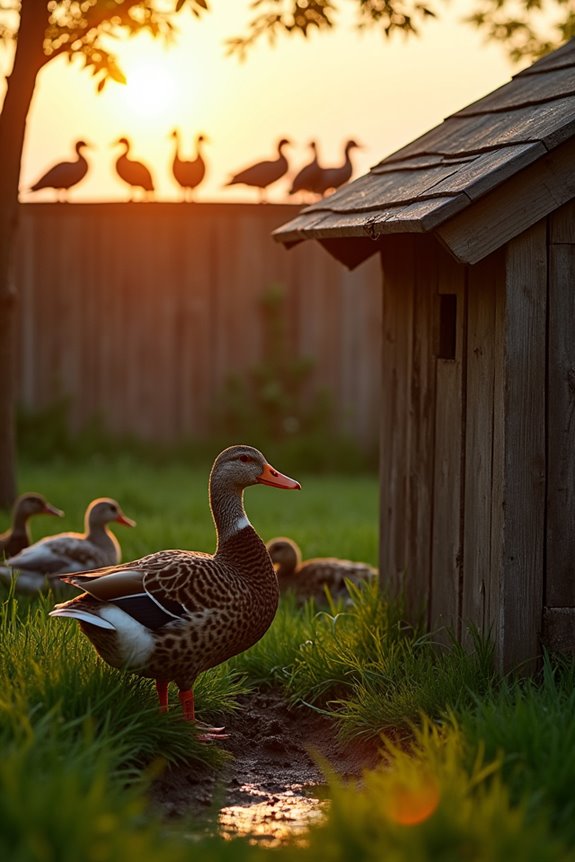 two square metre per duck sheltering containment