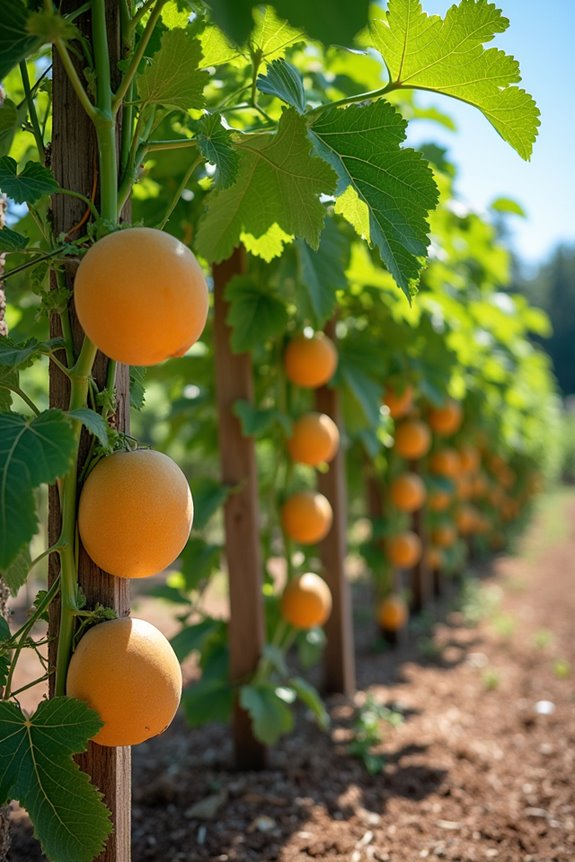 vertical trellis optimizes cantaloupe growth