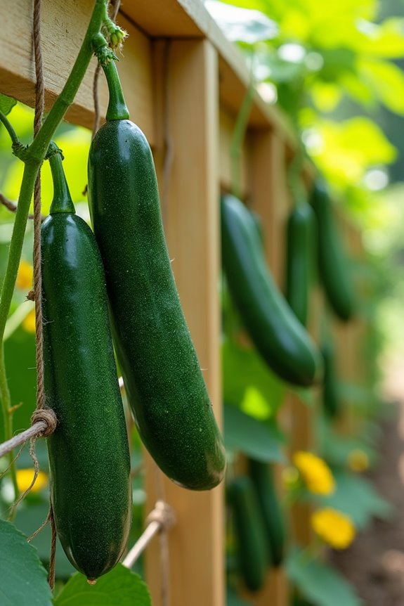 vining cucumbers benefit from trellises kcl81